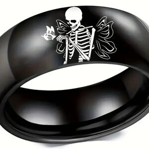 Goth Skeleton Ring 🖤 Stainless Steel Punk Emo Dark Academia Jewelry